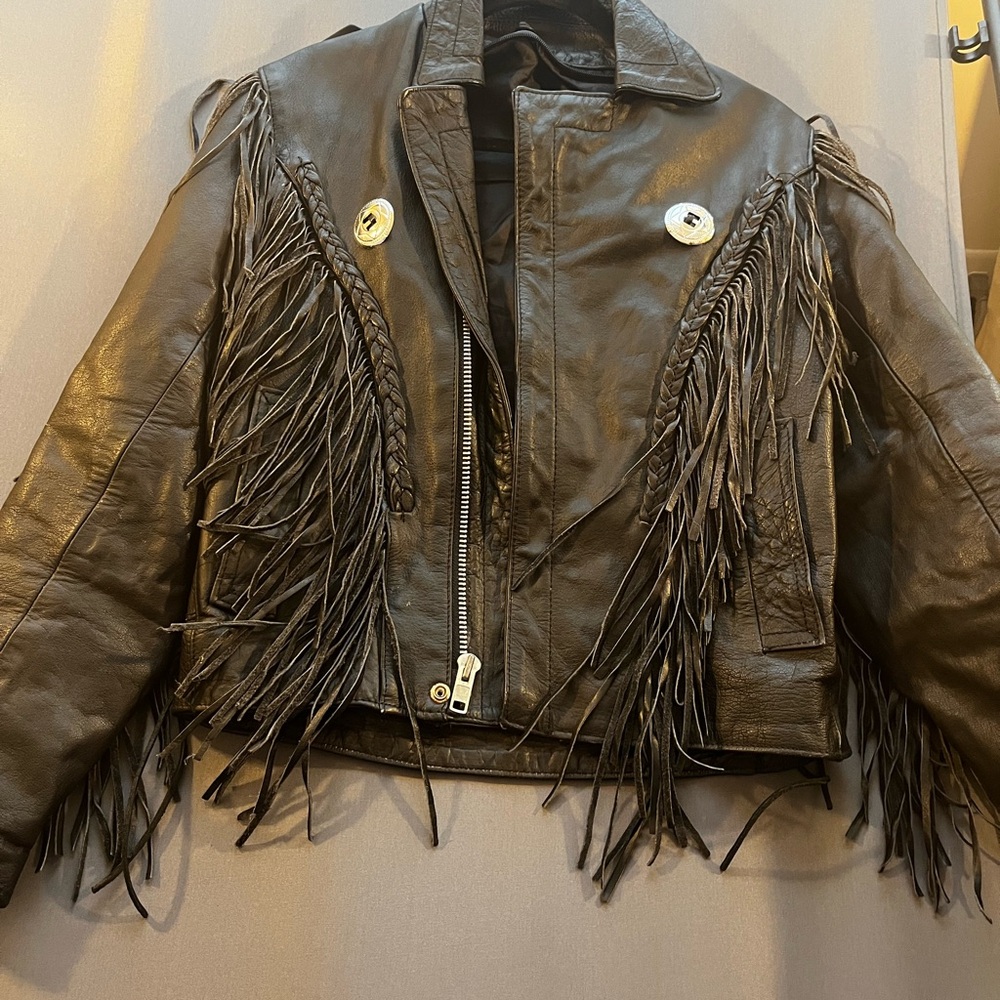 Vintage 80’s Genuine Leather Jacket with Fringe